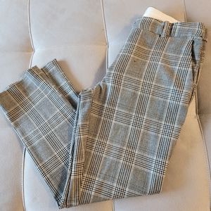 Black and white plaid print trousers